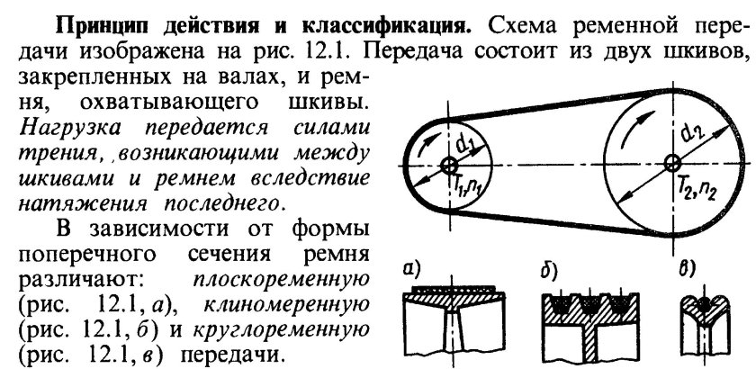 Кинематическая схема ременной передачи