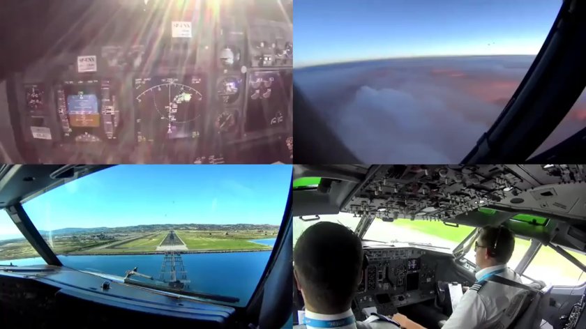 Взлёт Боинга 747 из кабины пилота