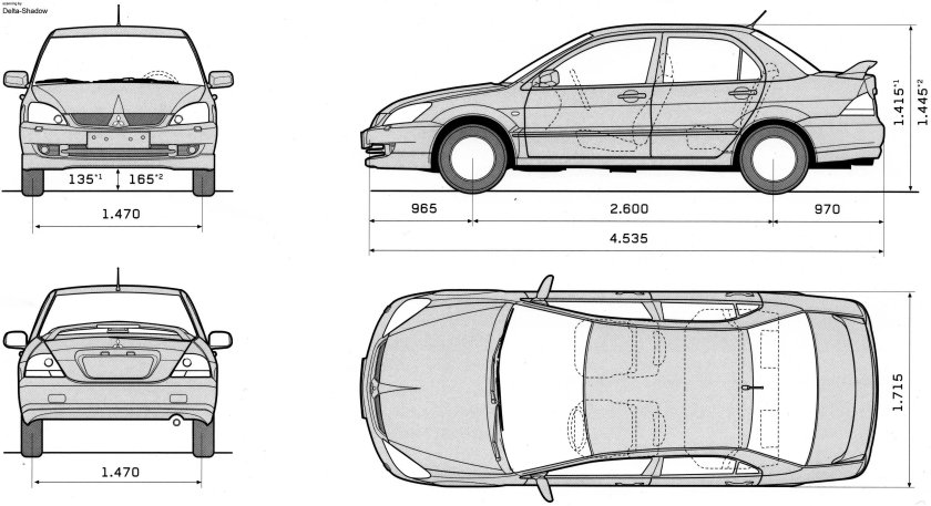 Mitsubishi Lancer 9 габариты