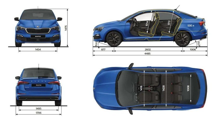Skoda Rapid 2020 габариты