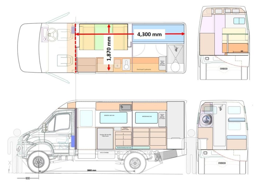 Fiat Ducato Camper автодом чертеж