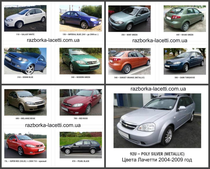 Chevrolet Lacetti хэтчбек цвета кузова