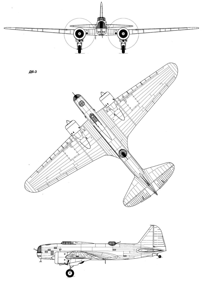 Дб-3 бомбардировщик чертежи