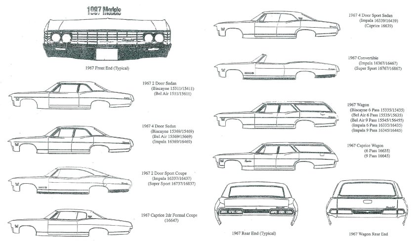 Chevrolet Impala 1967 чертежи