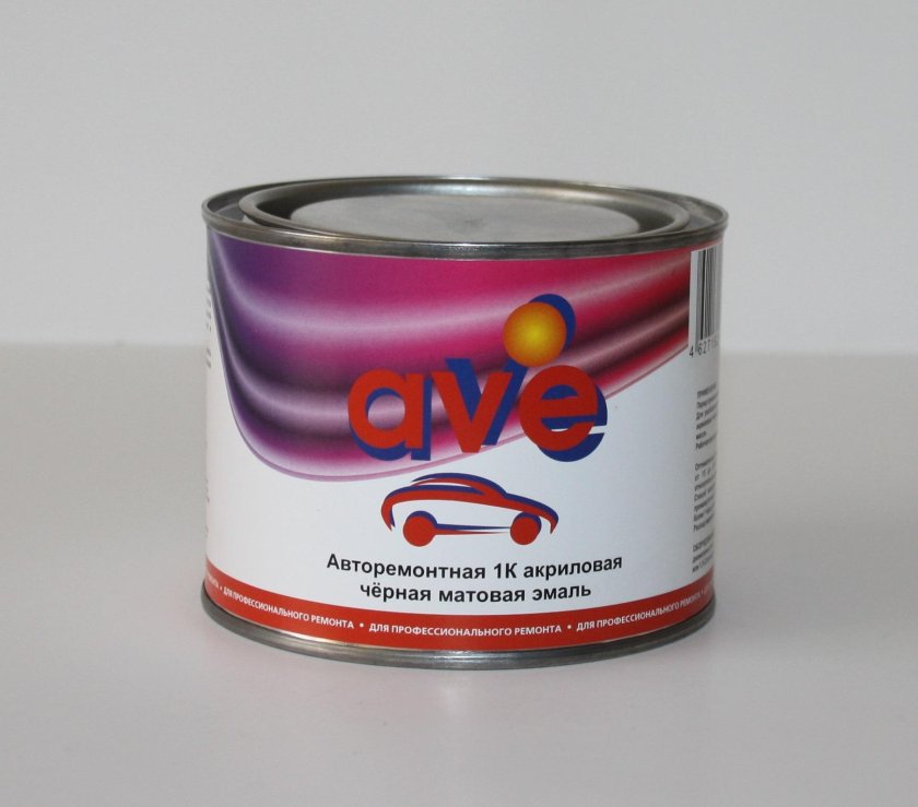 Ave 1к акриловая эмаль черная матовая 0,4 кг