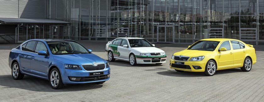 Желтая Шкода Октавия