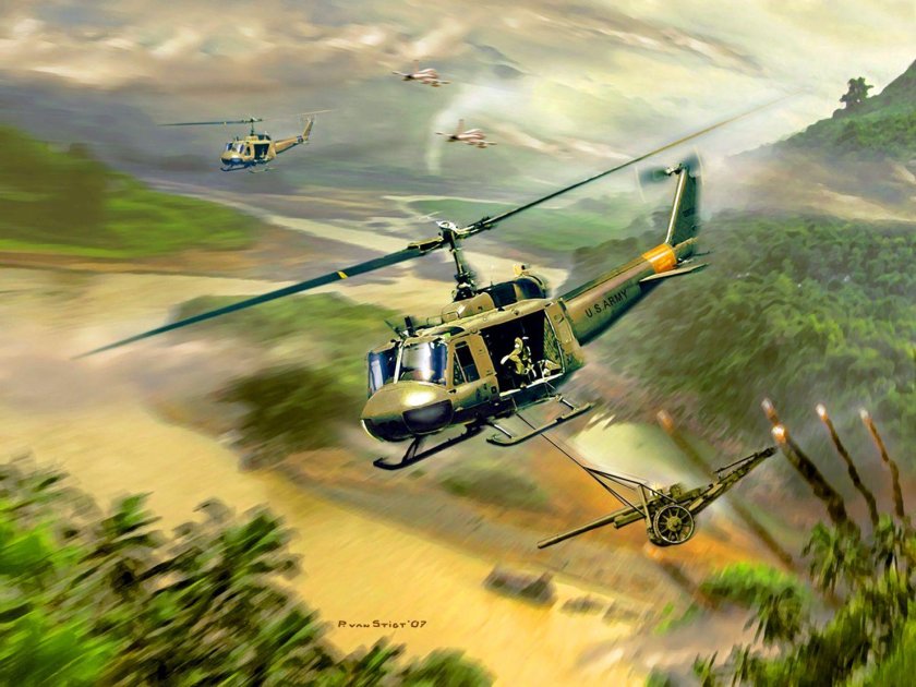 Вертолёт Хьюи во Вьетнаме арт