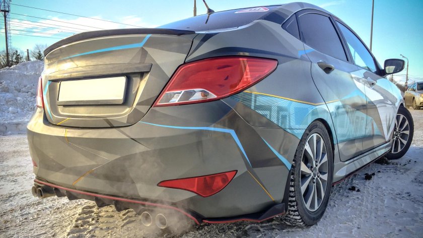 Диффузор заднего бампера Хендай Солярис 2014