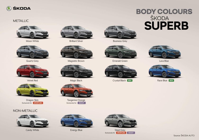Skoda Superb цвета