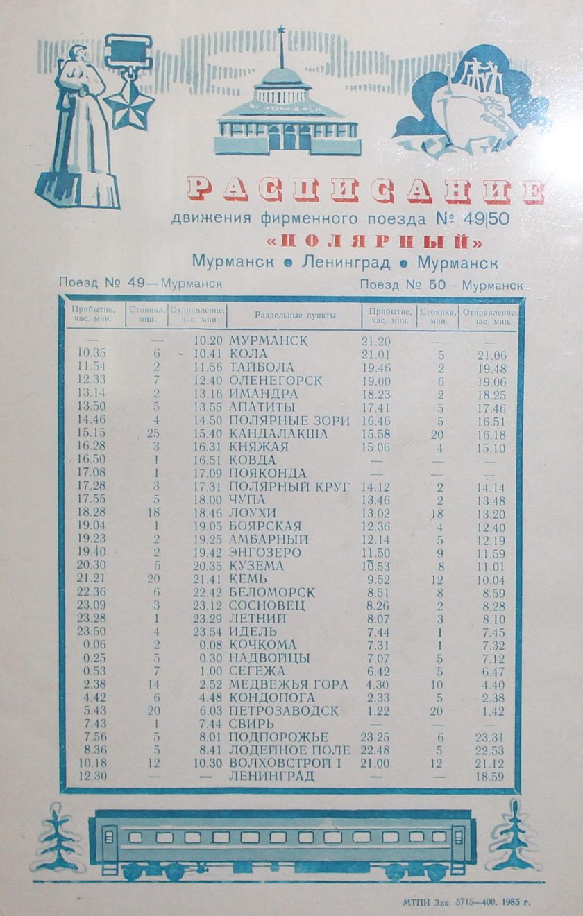 Поезд Полярный Мурманск Ленинград