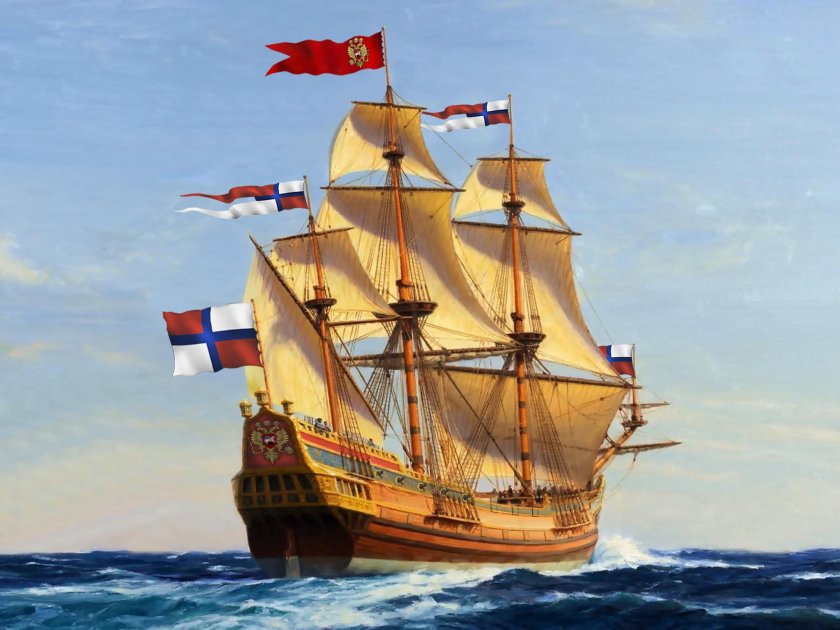 Парусный корабль 17 века Фрегат