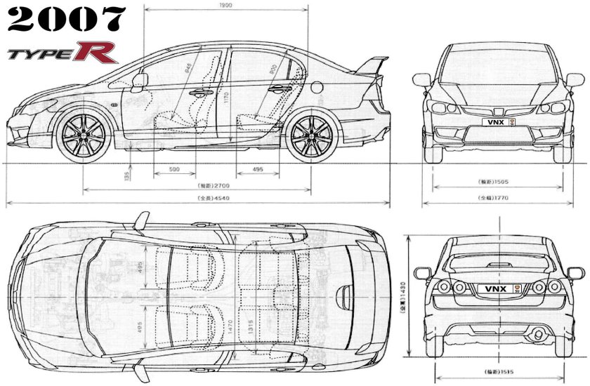 Габариты Honda Civic 4d