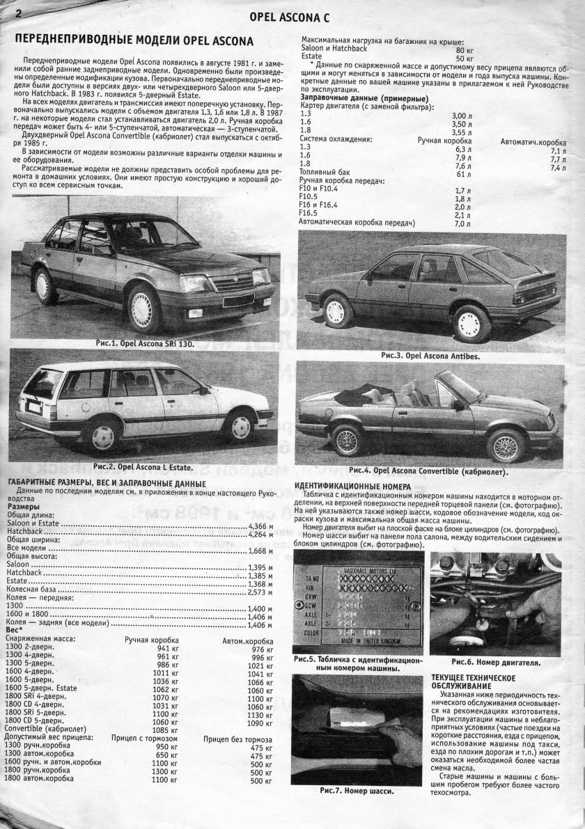 Опель Аскона 1983 технические характеристики