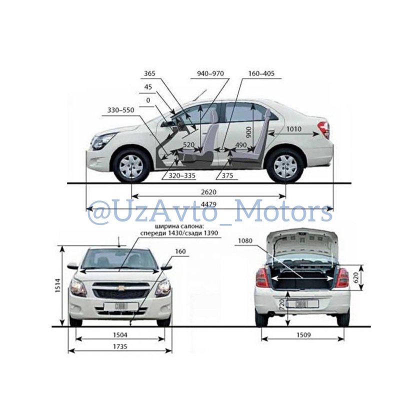 Габариты Шевроле кобальт седан 2013