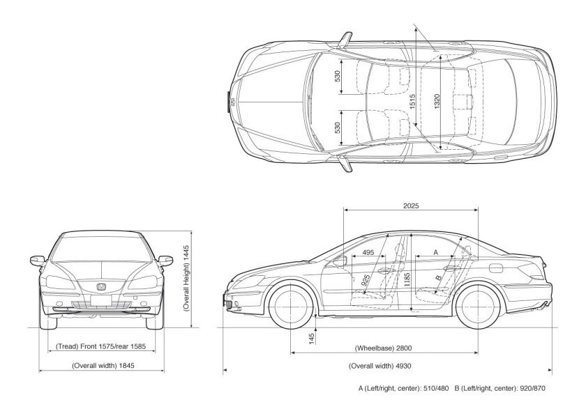 Honda Legend 2006 год габариты