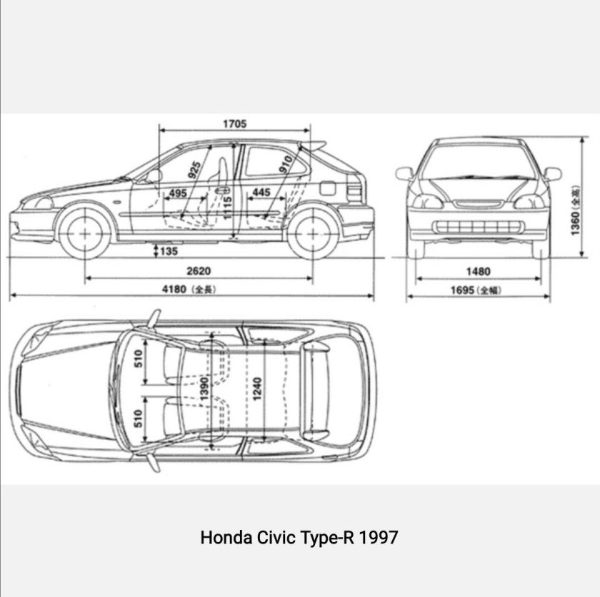 Honda Civic ek9 чертёж