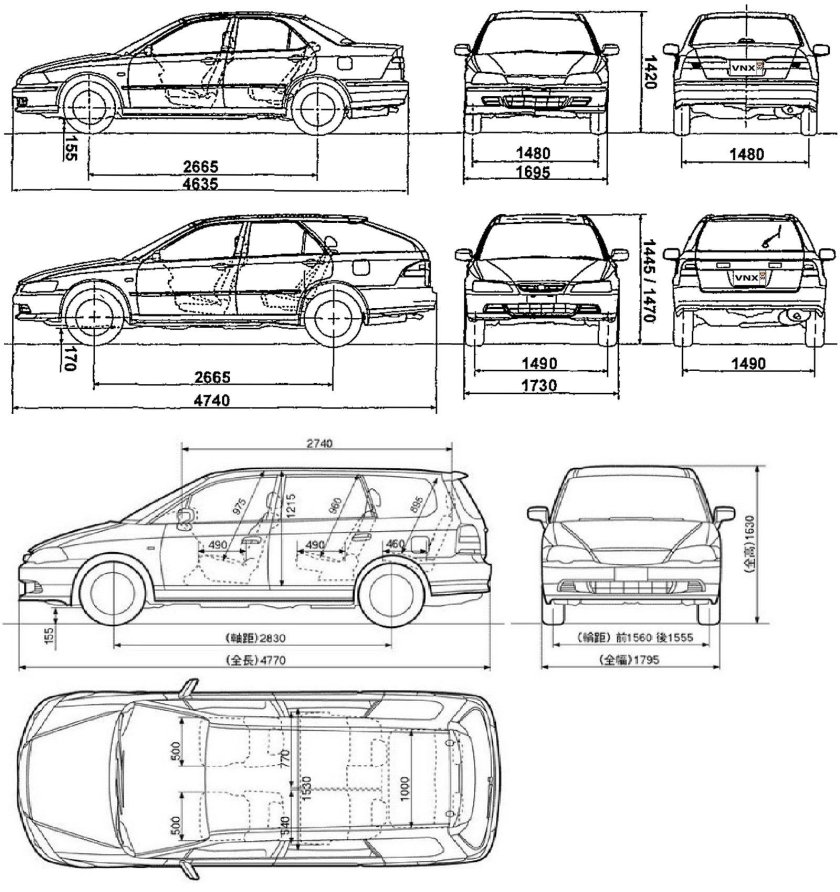 Хонда Одиссей 2000 габариты