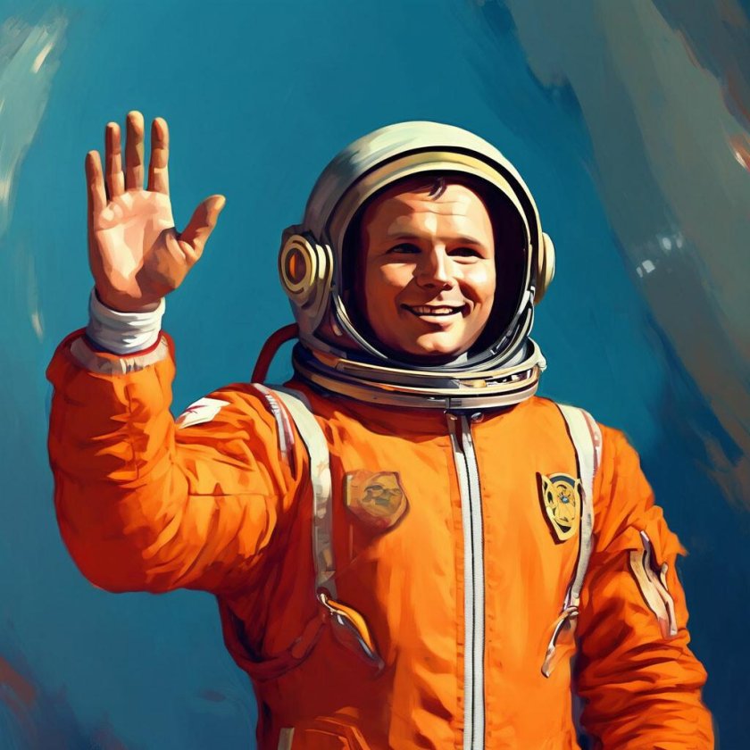 Юрий гагарин в скафандре