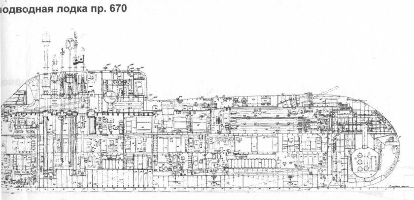 Схема АПЛ Курск в разрезе
