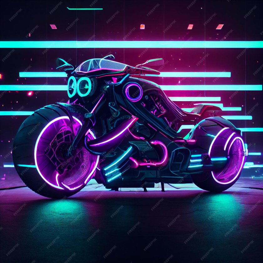 Неоновый мотоцикл
