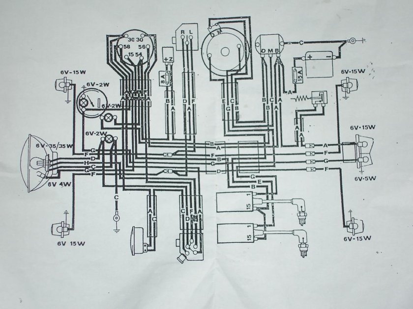 Схема электрооборудования Ява 634 6 вольт