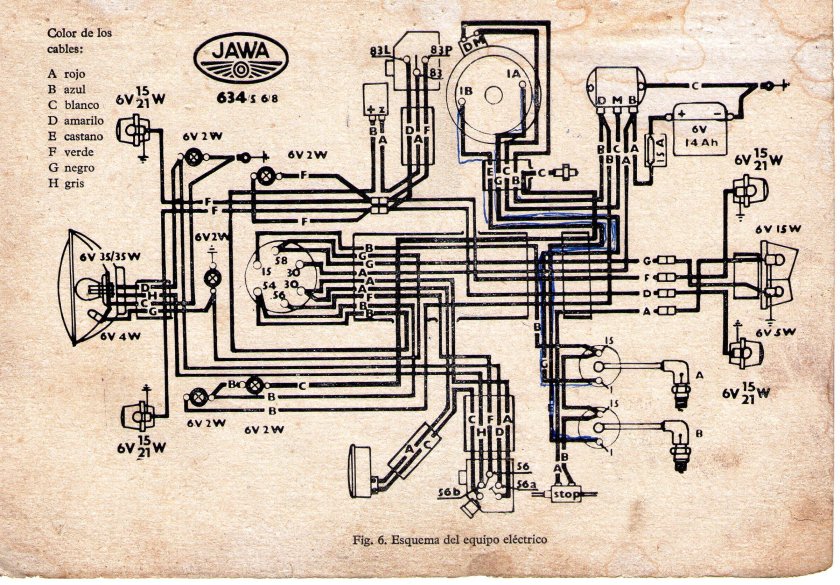 Ява 350 схема электропроводки