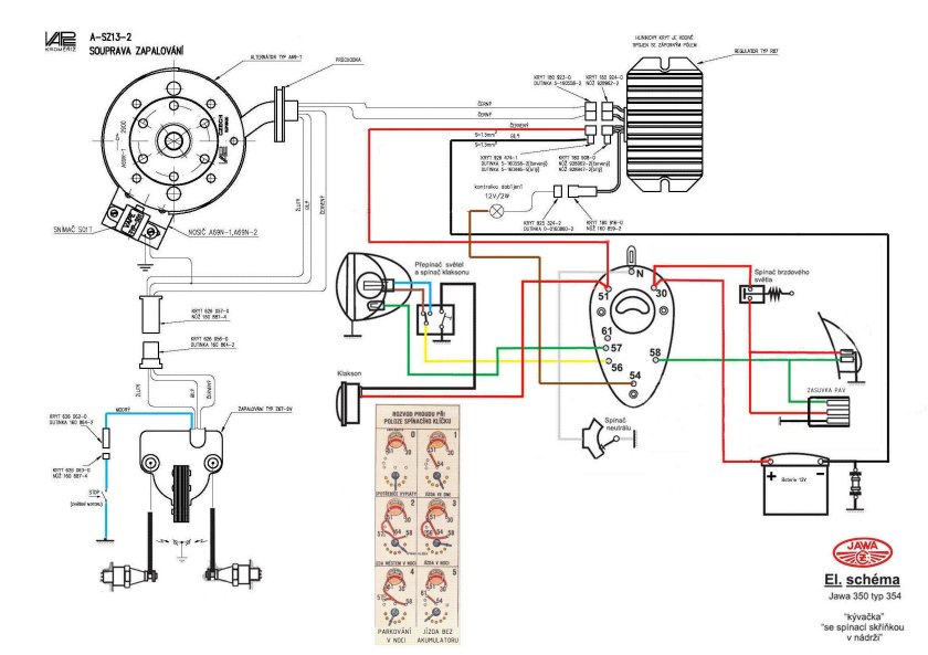 Схема зажигания на Ява 638