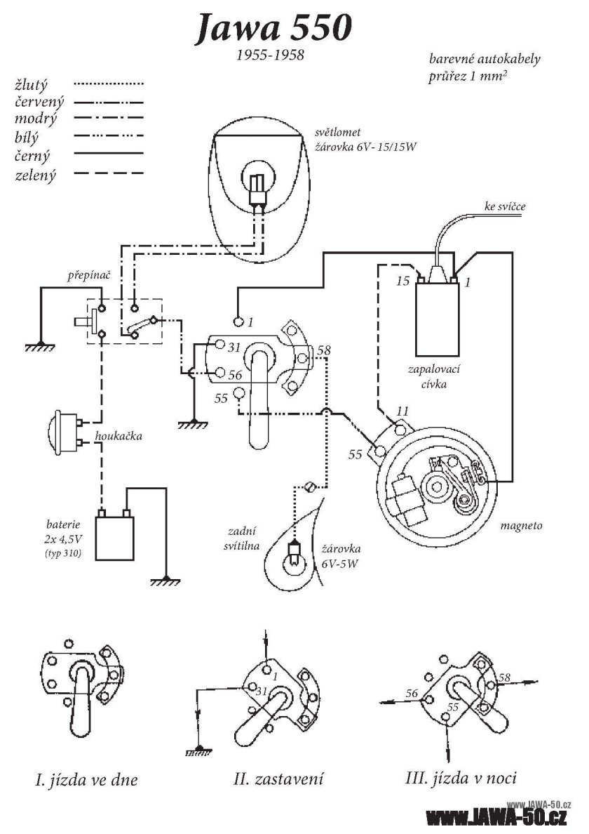 Схема электропроводки Ява 6 вольт
