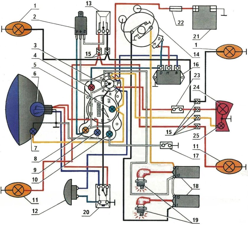 Схема электрооборудования мотороллера муравей