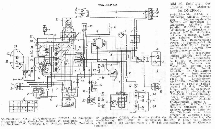 Электросхема мотоцикла Урал 8 103 10