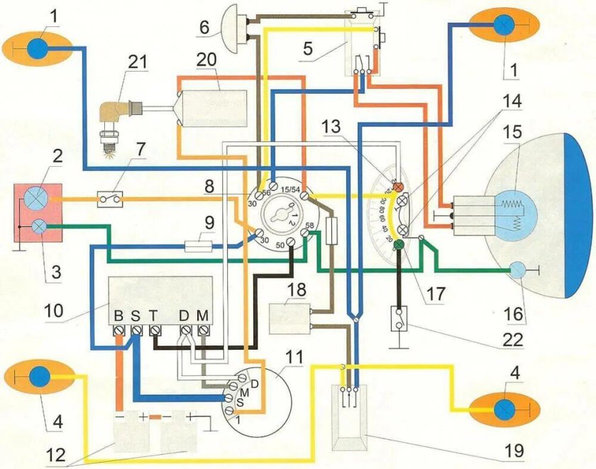 Схема электрооборудования мотороллера Тула т-200
