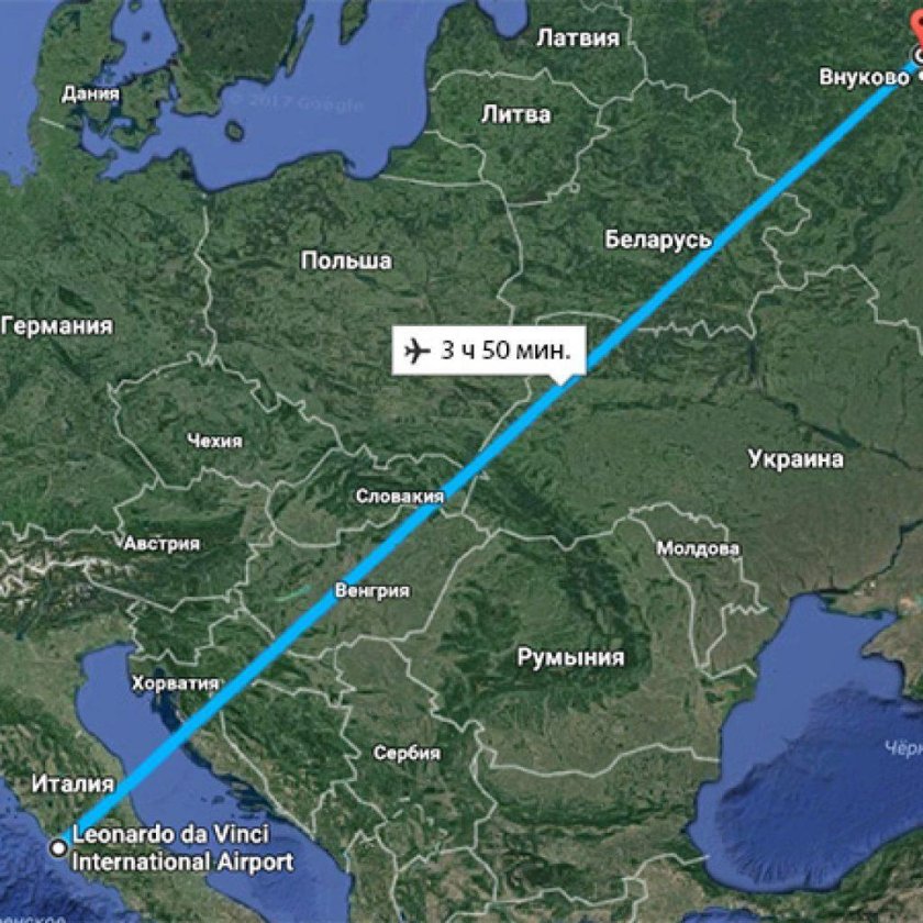 Траектория полета Москва Ереван