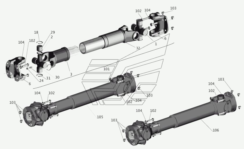 Кардан МАЗ 5336 С подвесным