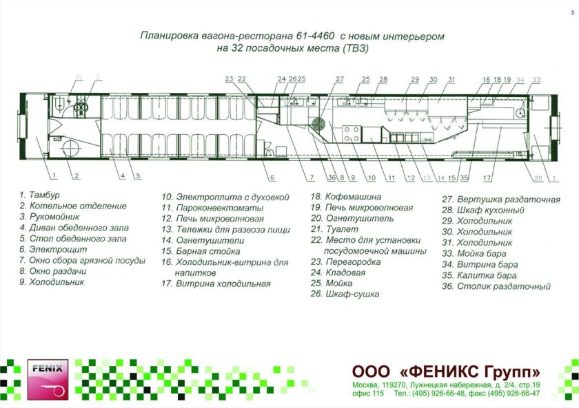 Планировка вагона модели 61-4460