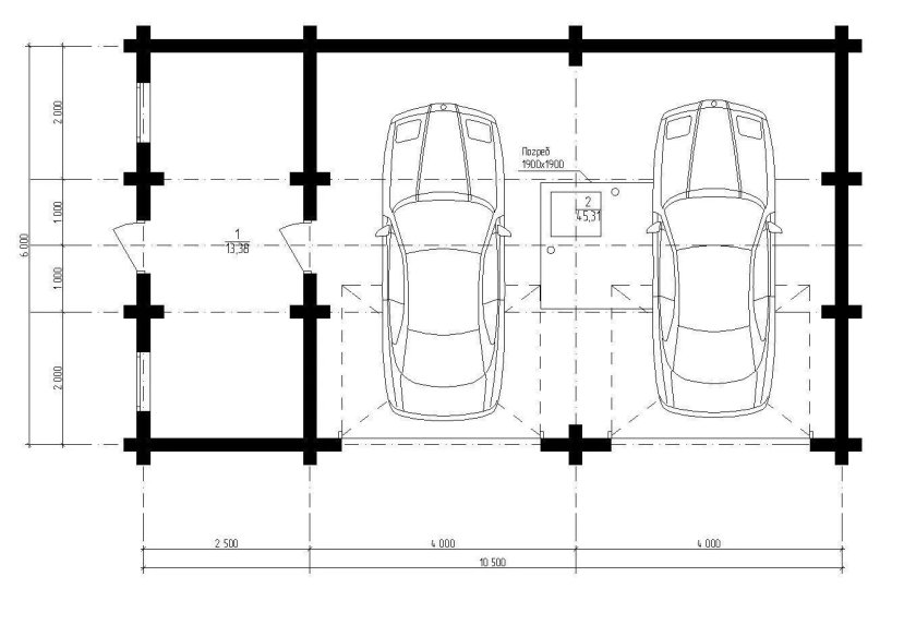 Габариты гаража на 2 машины с двумя воротами