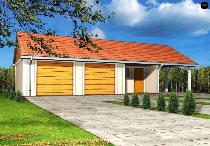 Гараж с навесом и хозблоком