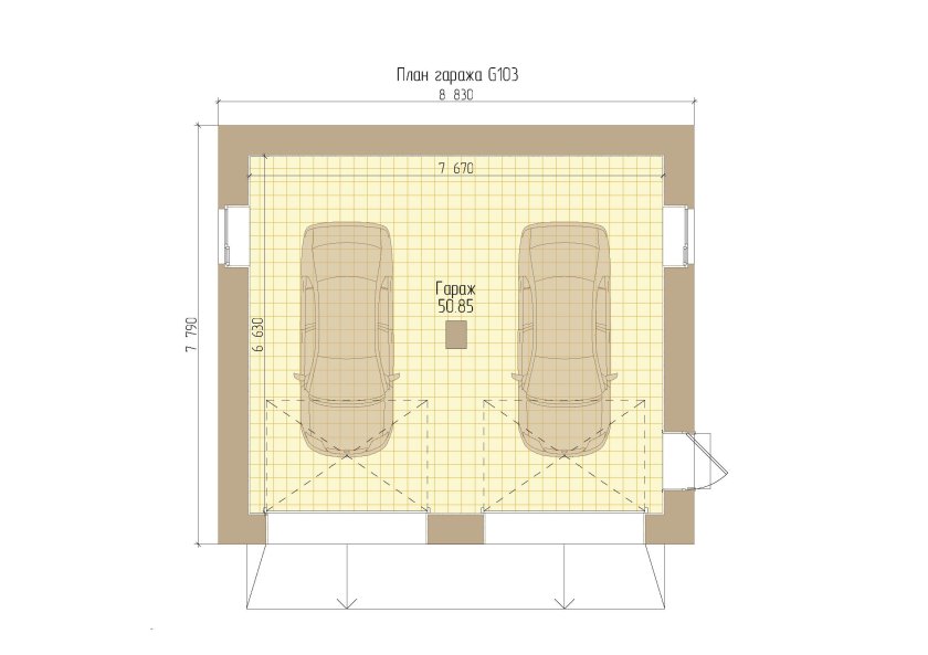 Габариты гаража на 2 автомобиля