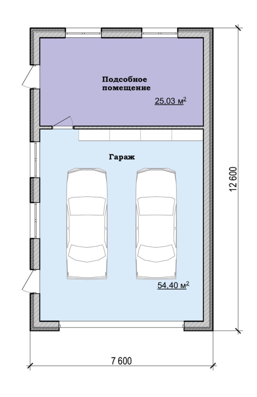 Проект гаража на 2 машины 6х8