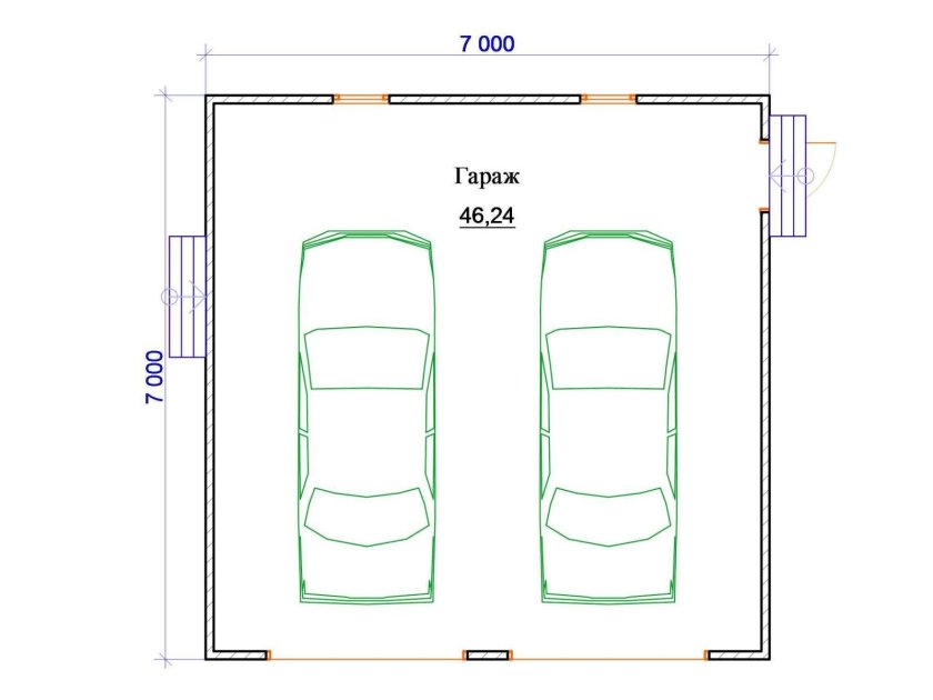 Гараж на две машины 7на7