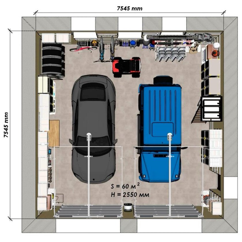 Планировка гаража на 2 машины