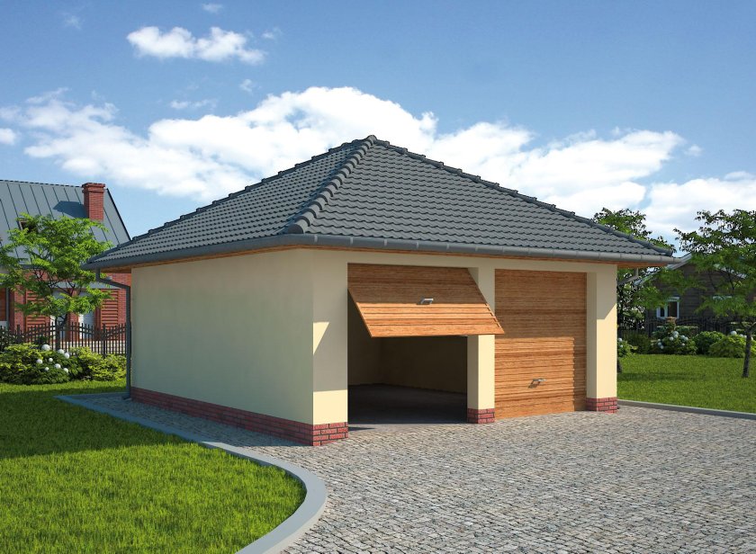 Гараж с четырехскатной крышей на 2 машины