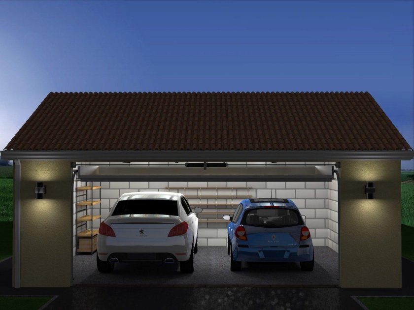 Проект гаража с навесом