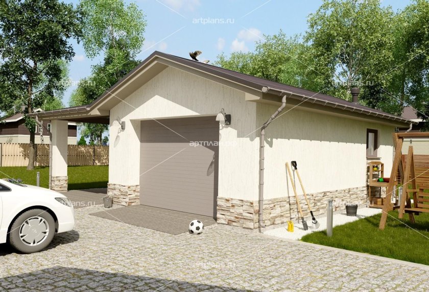 Планировка гаража с навесом
