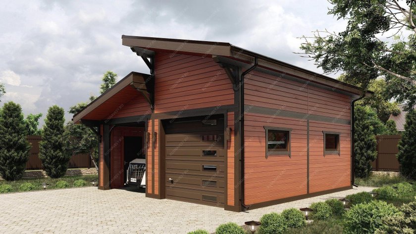 Гараж с односкатной крышей проекты