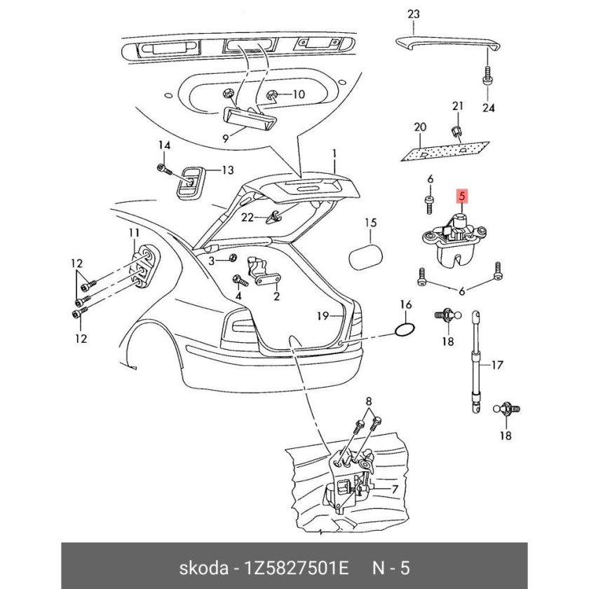 Крепеж крышки багажника школа Октавия тур 1.4