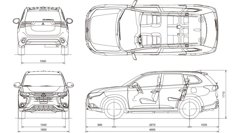 Mitsubishi Outlander 2019 габариты