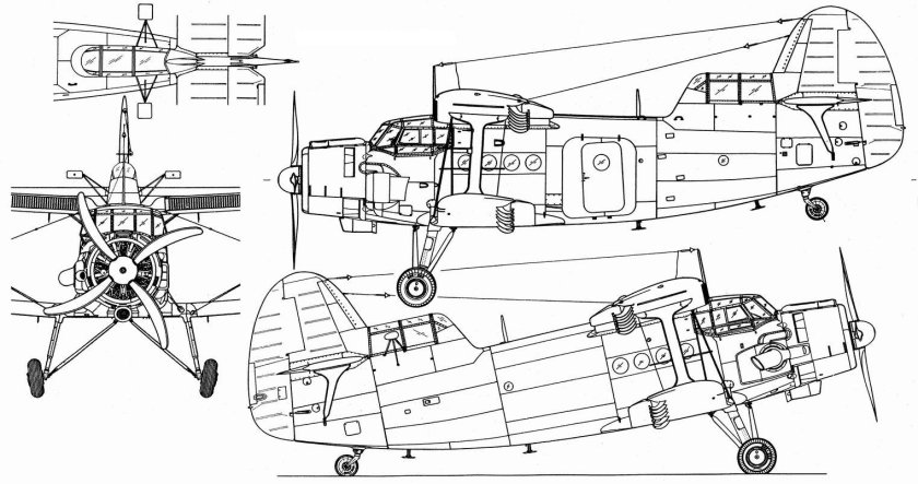 Чертежи самолёта АН-2