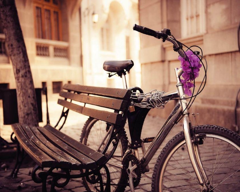 Велосипед у скамейки