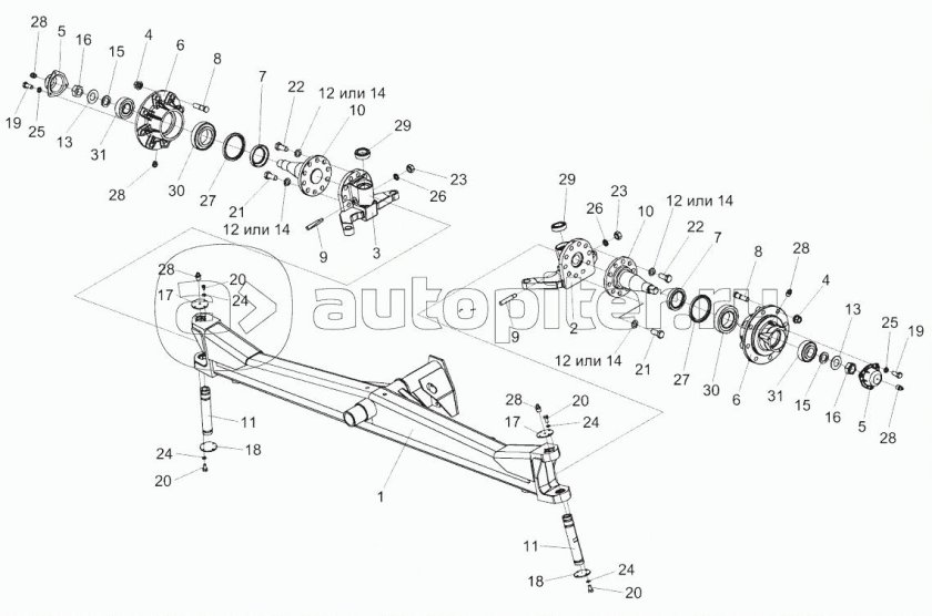 КЗК-10-0109300 мост управляемых колес