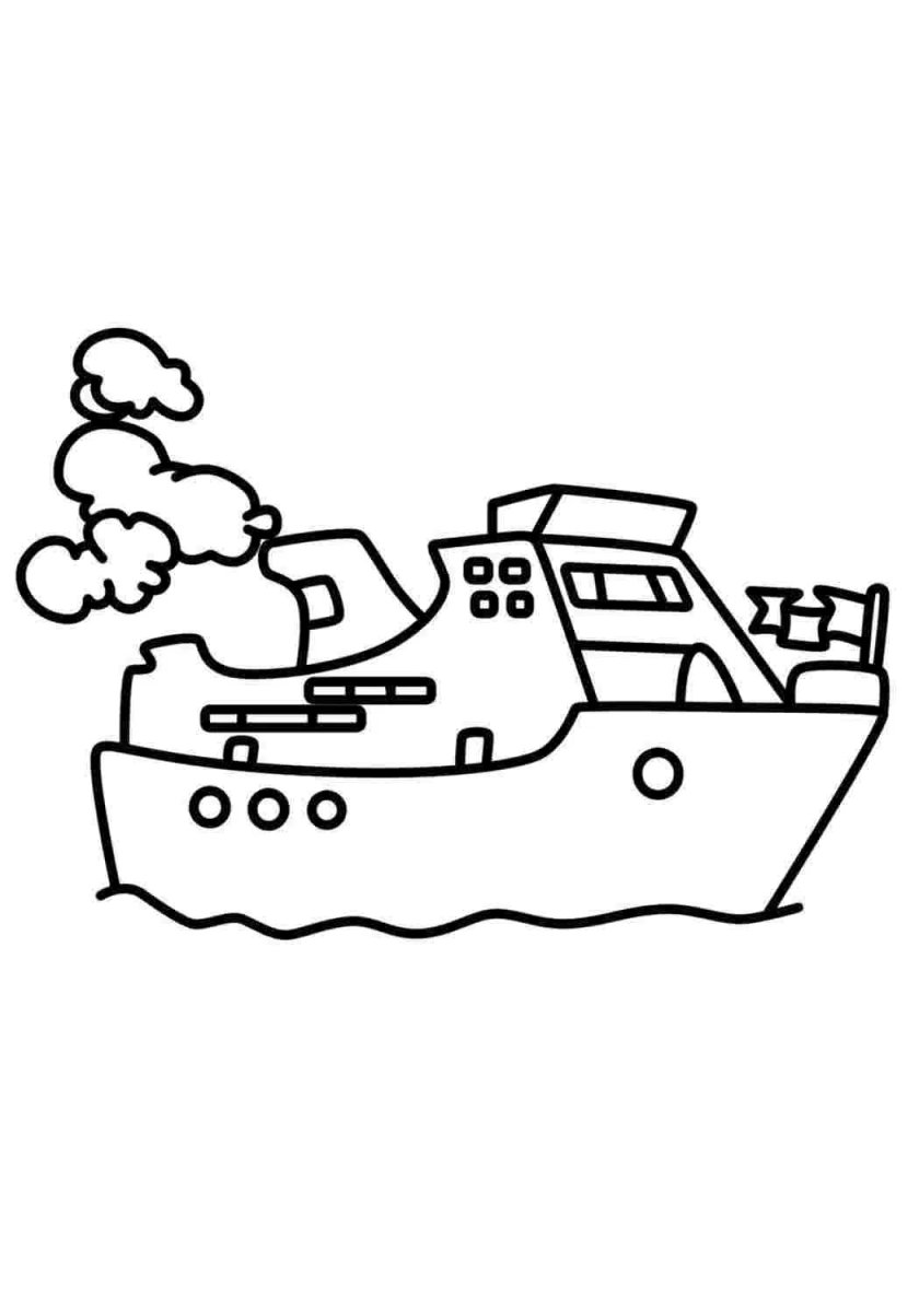 Корабль раскраска для детей